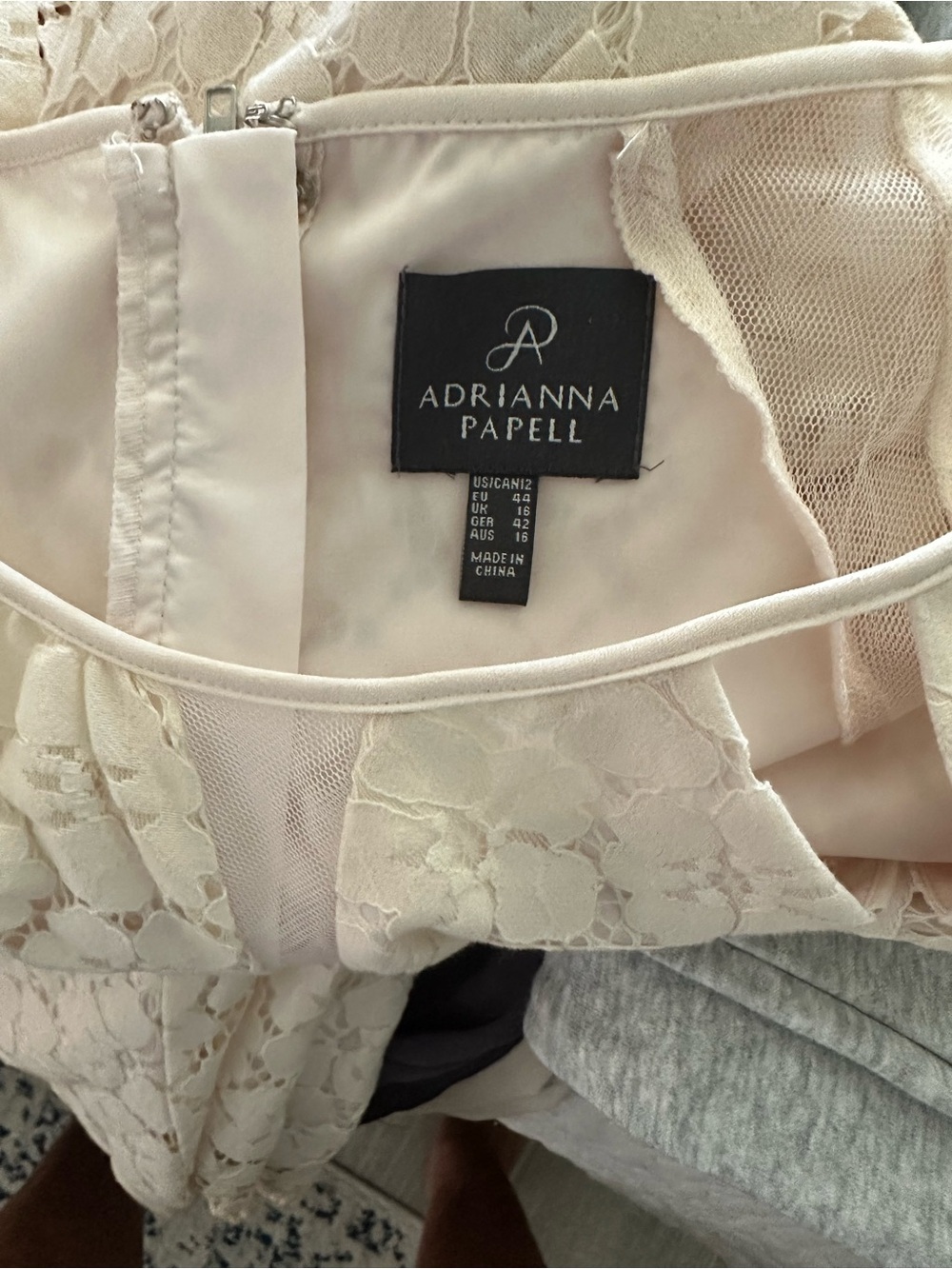 Adrianna Papell Cream Lace Midi Dress with Keyhole - Picture 3 of 3